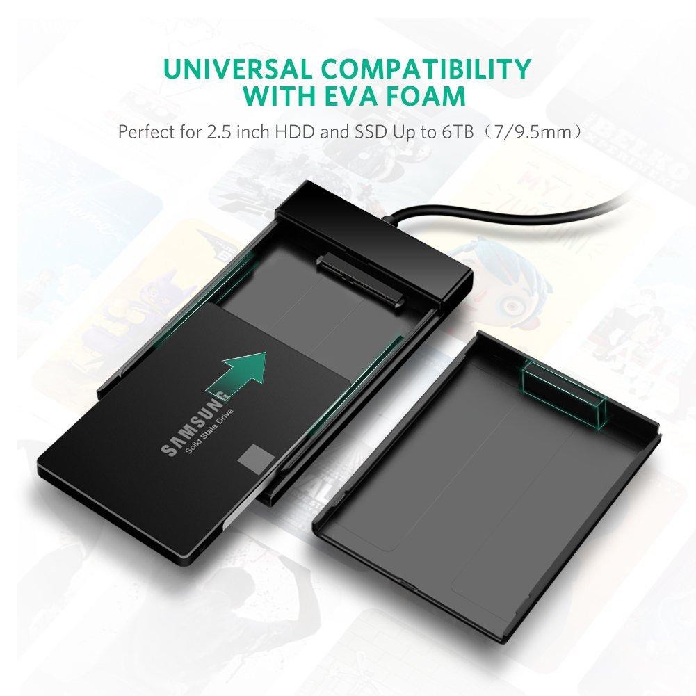 UGREEN 30847 - Box đựng ổ cứng 2,5 inch USB 3.0 vỏ nhựa ABS cao cấp (dây liền)
