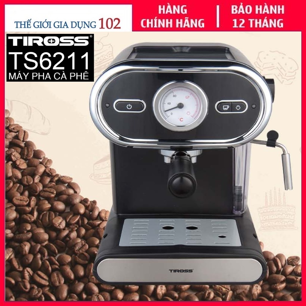 Máy Pha Cafe Espresso Tiross TS6211, Hàng Chính Hãng, Bảo Hành 12 Tháng