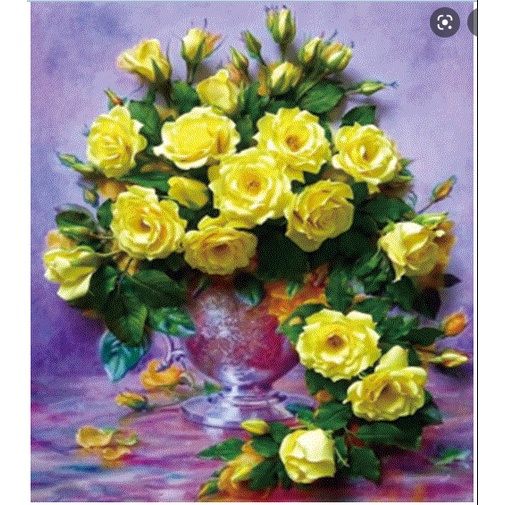 Tranh Đính Đá ABC 3D Hoa Hồng Vàng LG1288 (KHÁCH TỰ ĐÍNH) KT:50X60CM