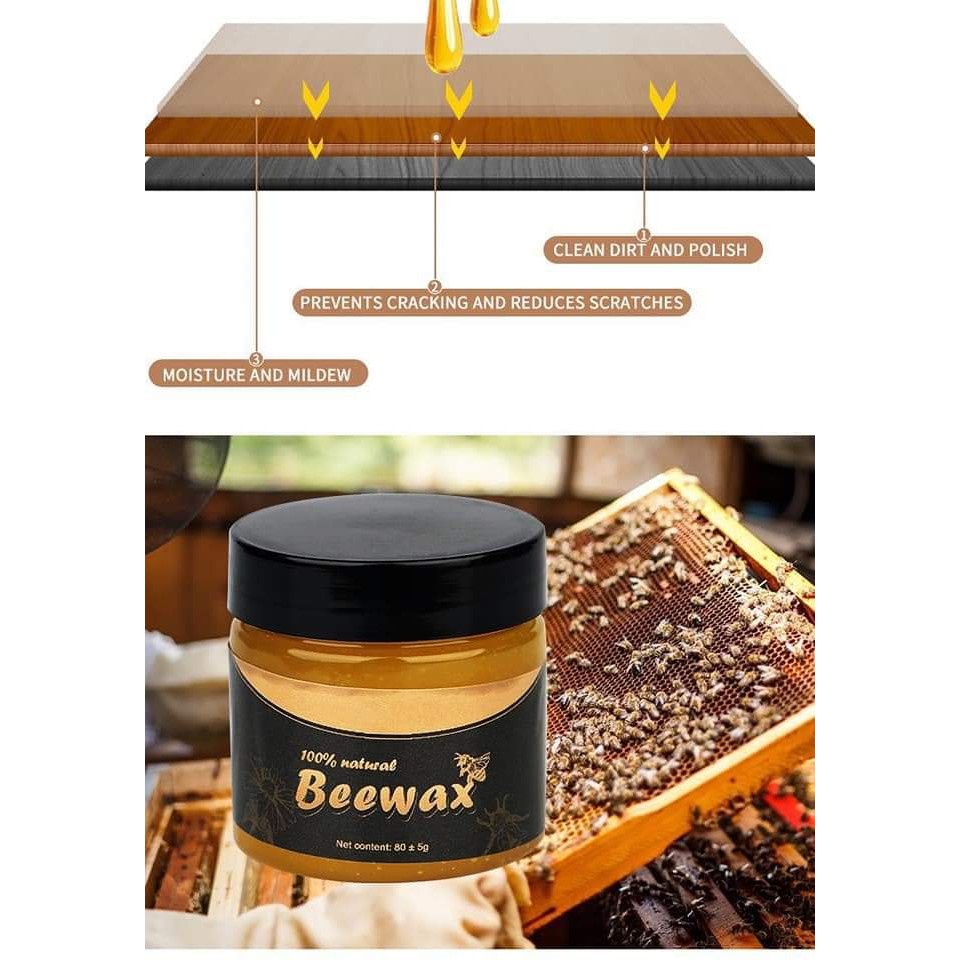 Sáp Ong Beewax Đánh Bóng Đồ Gỗ, Sáp Loại Đậm Đặc Nhất - Chuyên Làm Bóng Bàn Ghế Gỗ - Tủ Gỗ - Cầu Thang - Sàn Gỗ Đa Năng