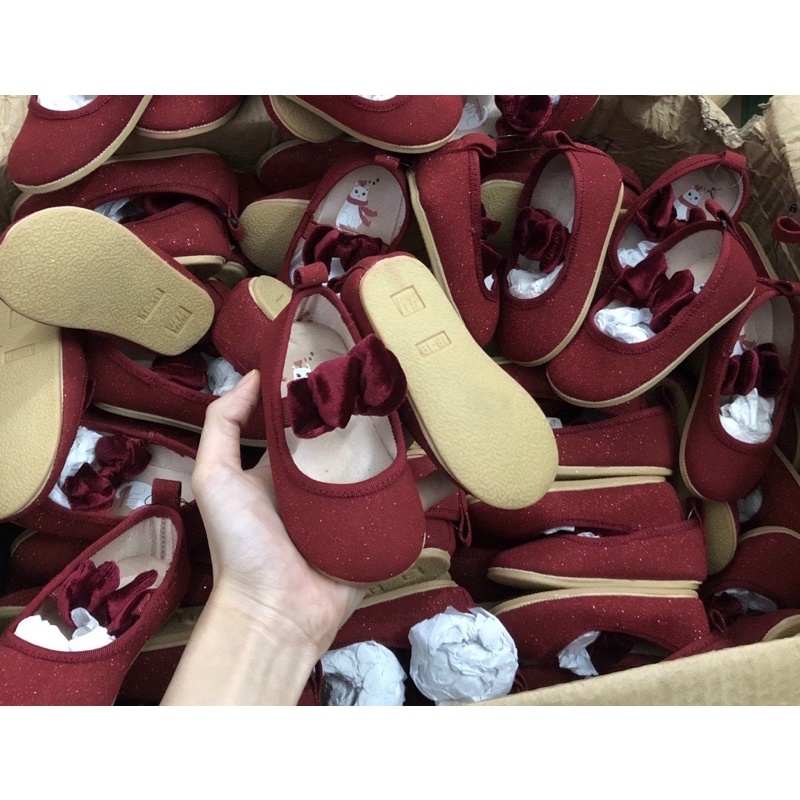 Giày búp bê đỏ hm cho bé gái size chân từ 9-15cm