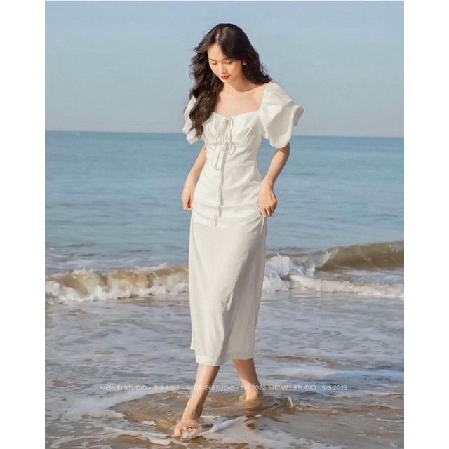 Đầm xô hoa chìm tay bo,phom baby doll xinh lắm nè