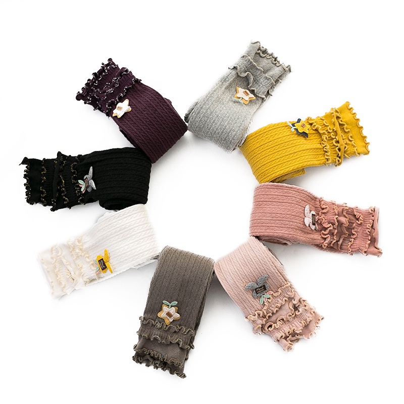 Quần legging dệt kim vải cotton thời trang cho bé gái 0-6 tuổi