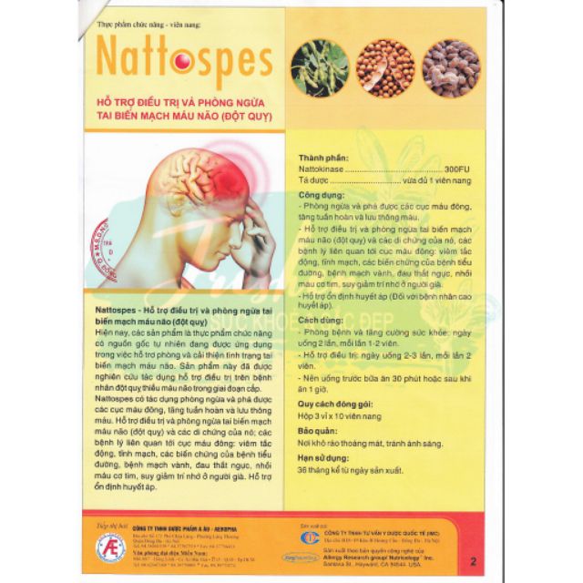 NATTOSPES thuốc chống đột quỵ não🍀🍀(Mua 6h  tặng luôn 1hộp 30 viên)🍀🍀