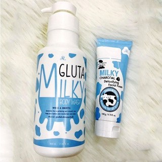 Sữa tắm mịn da Gluta Milk Thái Lan TẶNG kèm SỬA RỬA MẶT bò