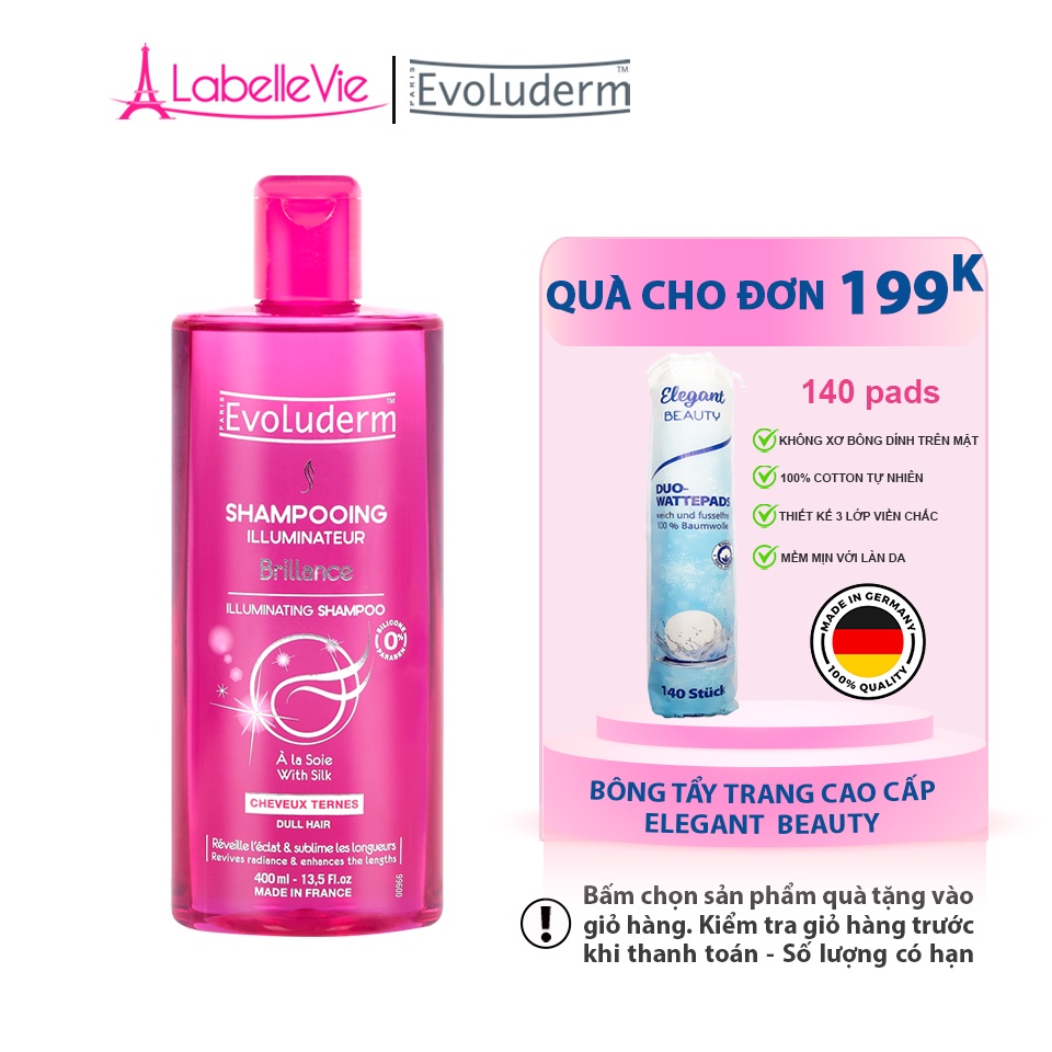 Dầu gội Evoluderm Brilliance nuôi dưỡng, phục hồi tóc bóng khỏe 400ml