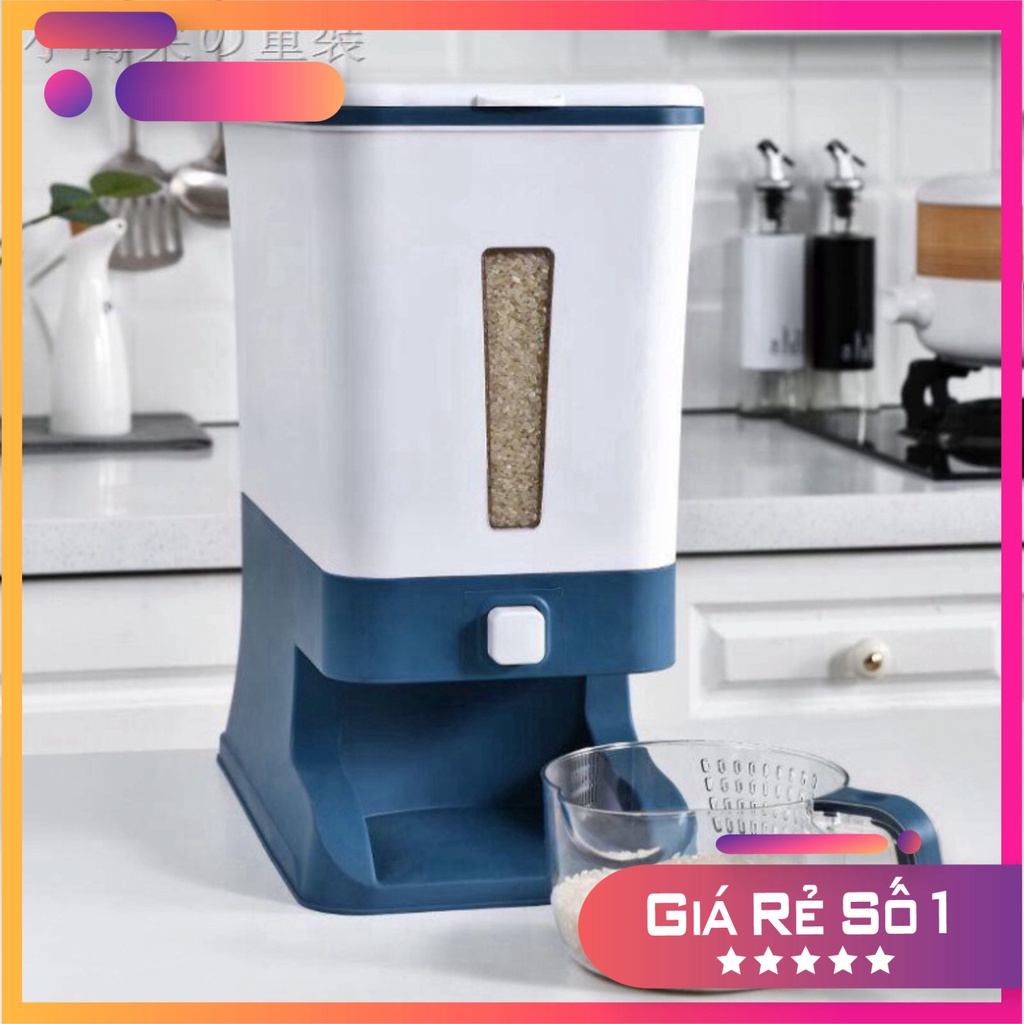 Thùng đựng gạo thông minh - Thùng đựng gạo 12kg có nắp bật chống ẩm mốc tặng kèm ca vo gạo 💖 LNL Store