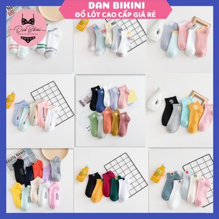 Tất nữ ❤️FREESHIP❤️ Tất Nữ cổ ngắn SET 5 Chiếc điệu đà theo phong cách Vintage ❤️ Tất Cotton Nữ được chọn mẫu mã M1