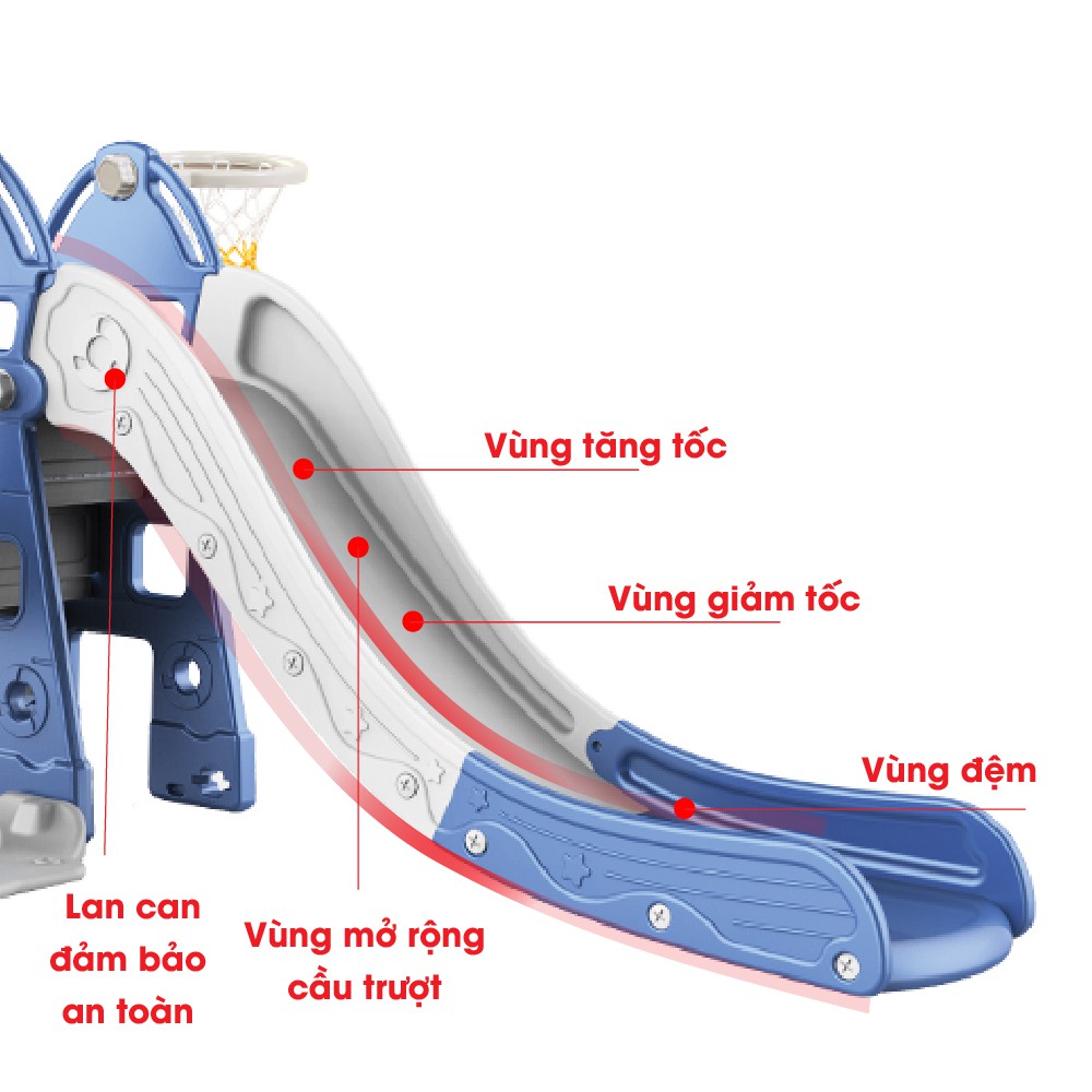 Cầu trượt cho bé hình tên lửa, có kèm khung bóng rổ Toyshouse L-HJ05