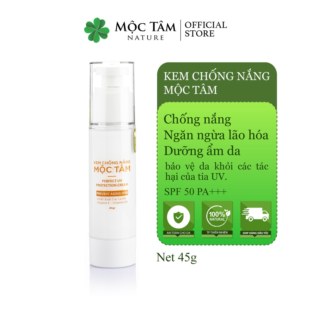 Kem Chống Nắng Mộc Tâm SPF50 PA+++ 45g - Chống Nắng Dưỡng Da