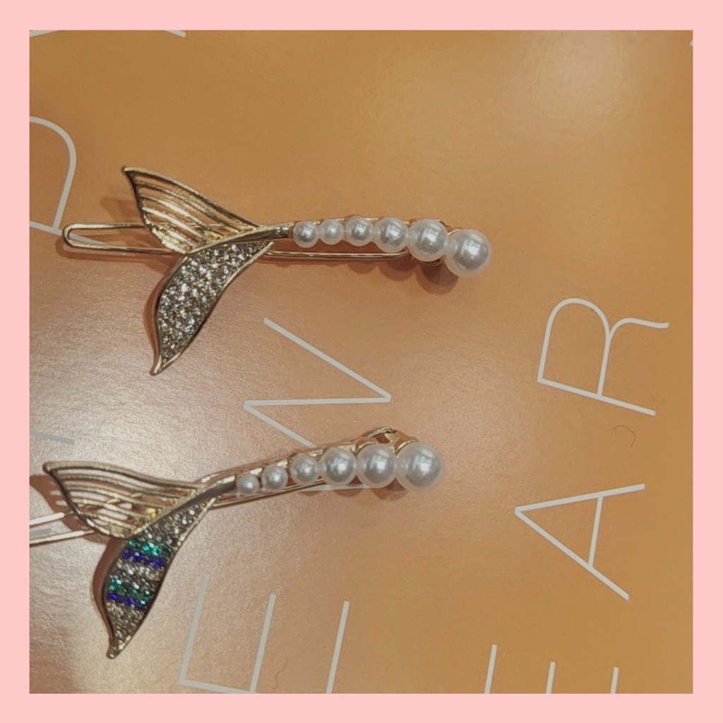 [Mới] Kẹp Tóc Đuôi Tiên Cá Đính Đá Ngọc Phong Cách Nhật Bản Thanh Lịch Vintage Mã Số Mano 008.