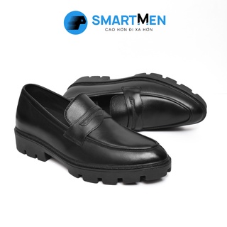 Giày Lười Da bò tăng chiều cao SMARTMEN GLC-01 Đen