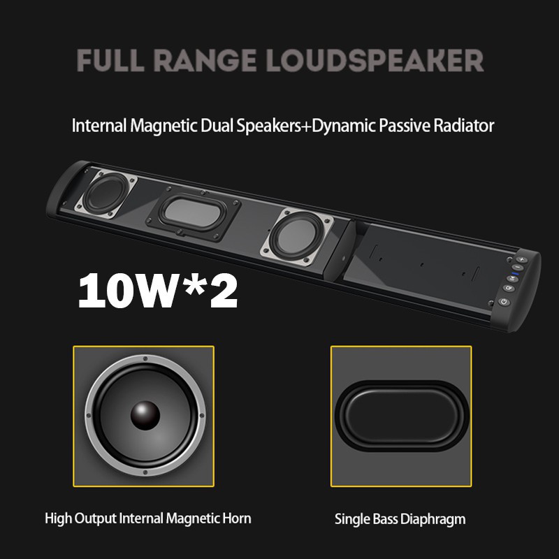 ■PROMO20W Sound Bar gắn tường Bluetooth 5.0 TV Soundbar Loa không dây Dàn âm thanh nổi tại nhà Hifi Column Surround