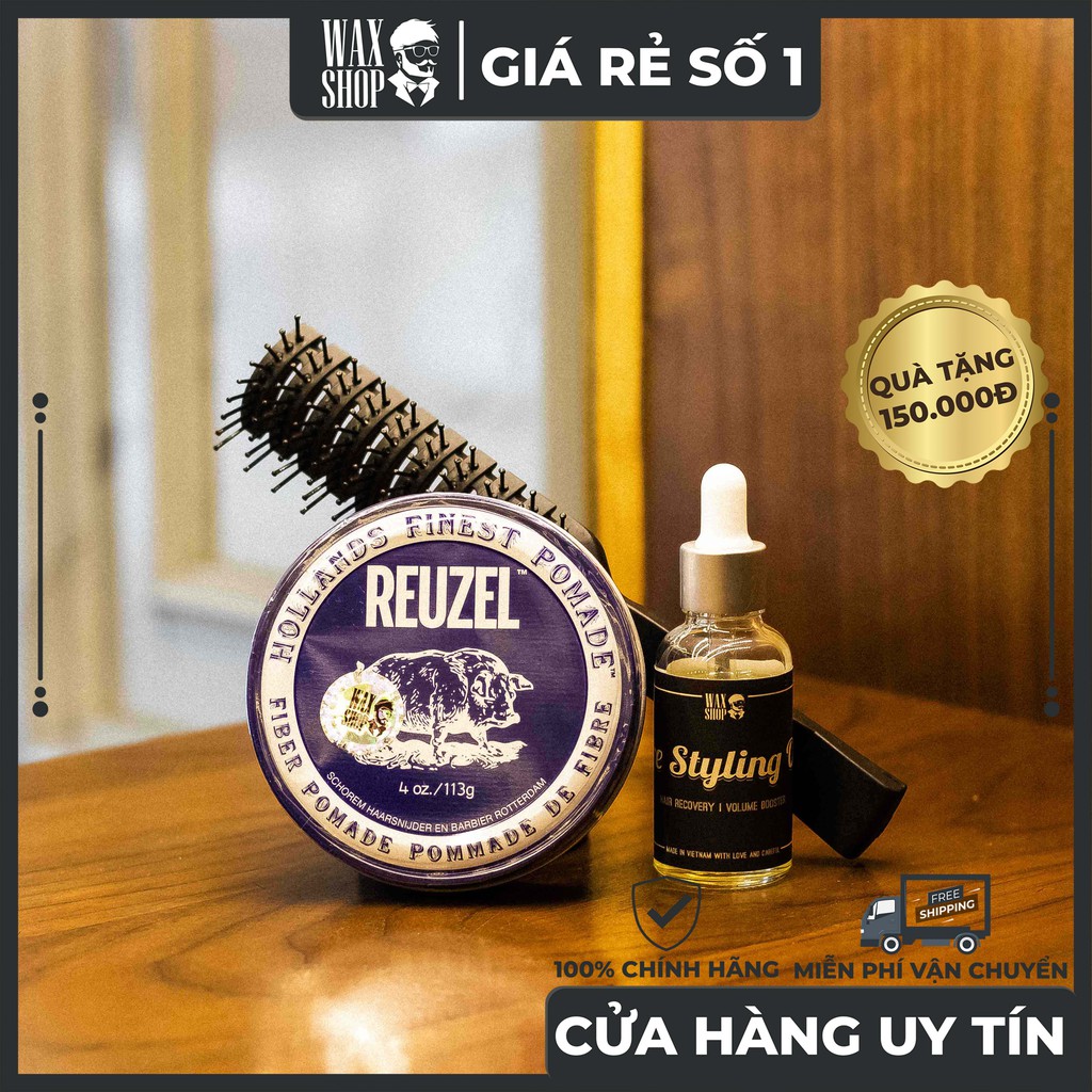 Sáp Vuốt Tóc Reuzel Fiber Pomade 35Gr | 113Gr ⚡[Chính Hãng]⚡ Siêu Giữ Nếp tới 24 Tiếng, Tặng Kèm Pre-Styling Oil + Lược