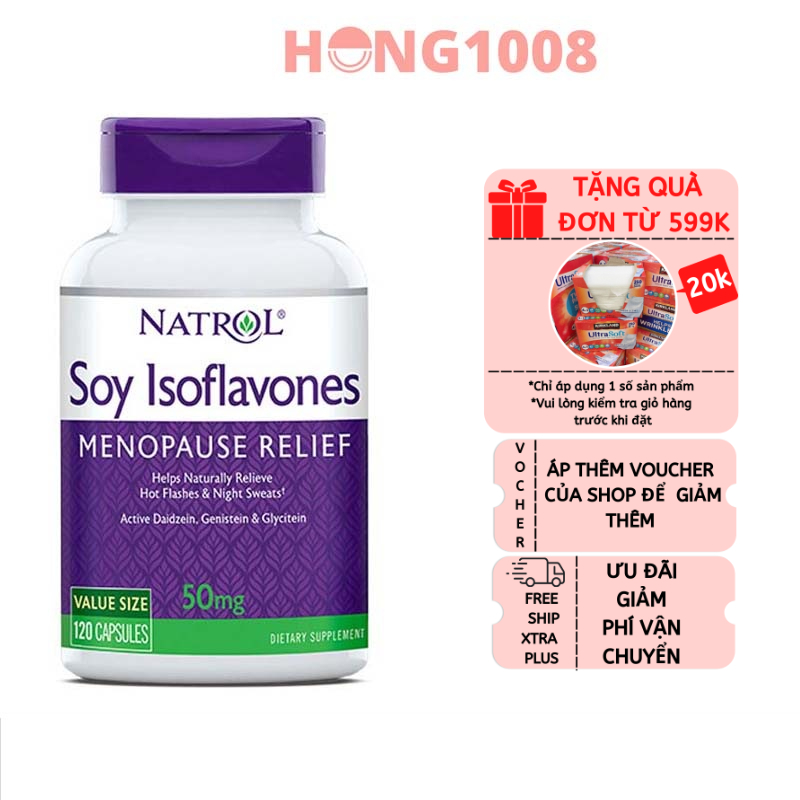 Viên Uống Natrol Soy Isoflavones 50mg Mầm Đậu Nành Cho Nữ 120 viên