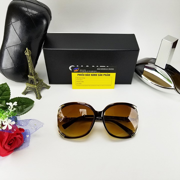 Mắt kính râm thời trang nữ màu nâu trà - Gọng ôm mặt, không kén size mặt. Chống nắng và tia UV | BigBuy360 - bigbuy360.vn