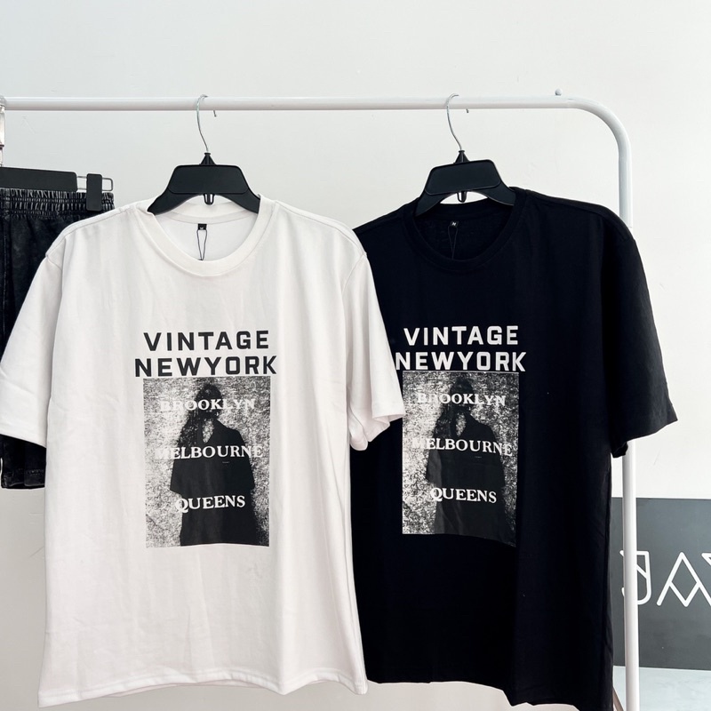 Áo Thun Tay Lỡ Unisex NEW YORK màu ĐEN/TRẮNG  Nam nữ unisex Áo phông cổ tròn form rộng Jaystoree ❤️