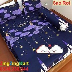 Thanh Lý Bộ ga gối SAO RƠI m6/m8 chất Poly cotton