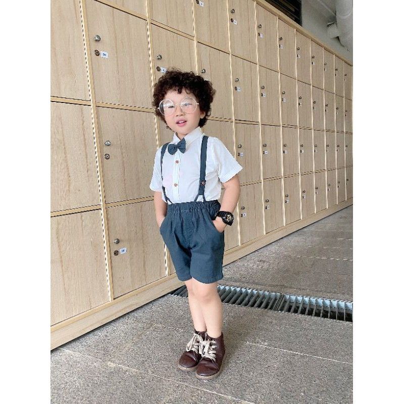 Bộ yếm vest gile bé trai kèm nơ cà vạt cho bé 5-16kg