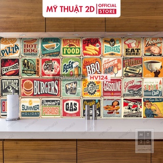 Decal gạch bông Vintage posters trang trí dán bếp nội thất quầy quán_HV124
