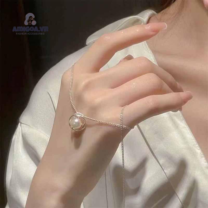 ✨✨Vòng cổ Mặt Hoa Hồng Đính Ngọc Trai Nhân Tạo Sang Trọng Dành Cho Nữ