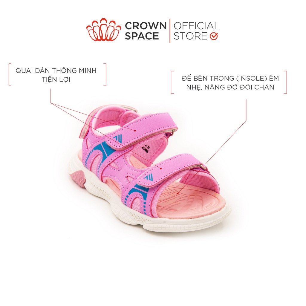 [Mã BMBAU50 giảm 7% đơn 99K] Sandal Đi Học Bé Gái Cao Cấp Crown Space CRUK541 Siêu Êm Chống Hôi Chân Size 25-35