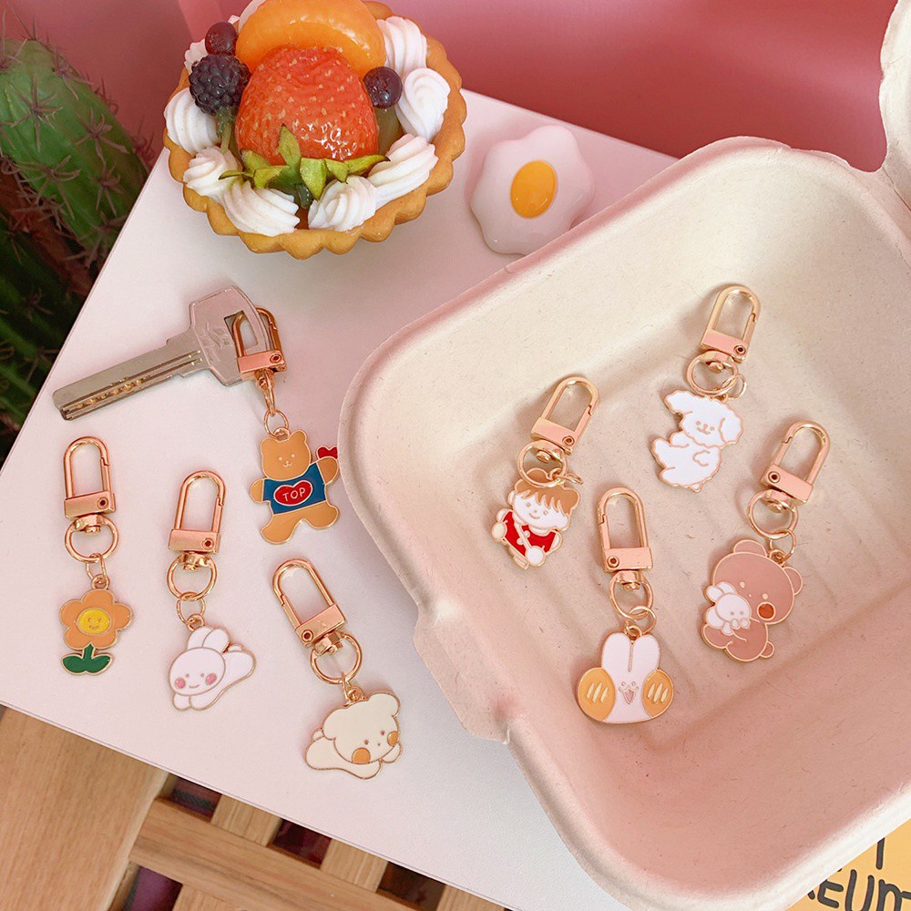Móc Khóa Hình Thỏ Hoạt Hình Xinh Xắn Dễ Thương