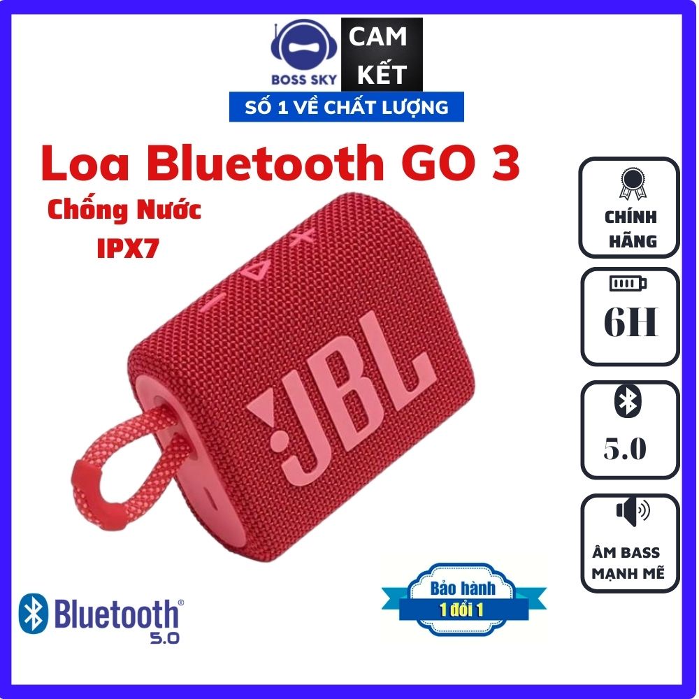 Loa Blutooth Go3 Mini Bass Siêu Trầm Pin Trâu Chống Nước IP67 Di Động Đầm Tay HF27 BOSS SKY