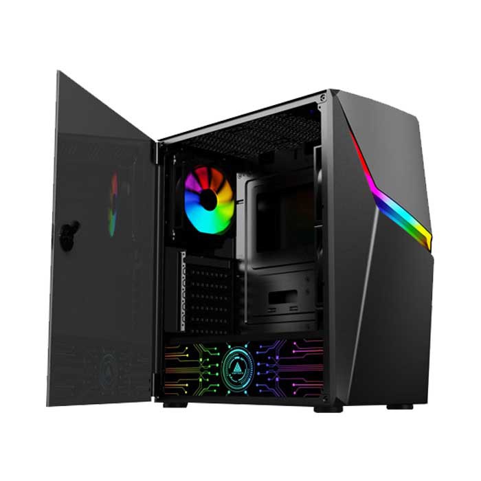 Thùng Máy Tính Case VSP Gaming FA400 LED Cover Nguồn (Có sẵn 1 Fan LED RGB) (KHT)