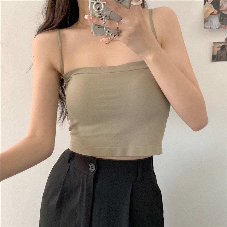 Áo croptop hai dây màu trơn phong cách mới 45272