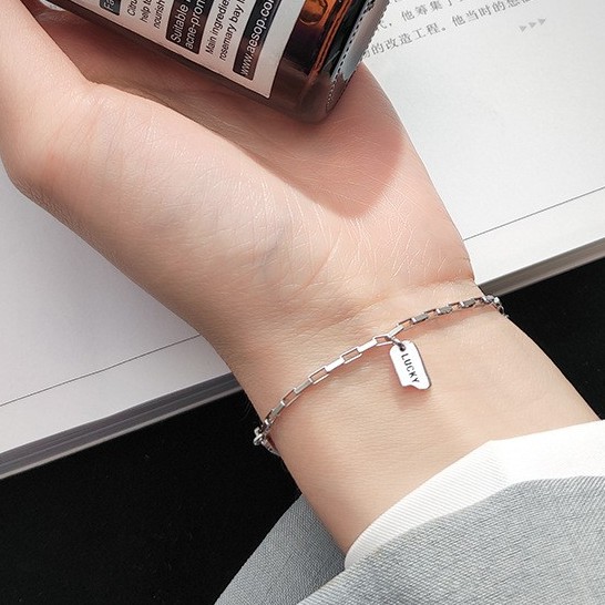[Freesize] Lắc Tay/Vòng Tay Nữ Bạc 925 Cao Cấp ERA SHOP 077901 - Bảng Lucky Cá Tính, Độc Đáo, Đơn Giản, Rẻ Đẹp