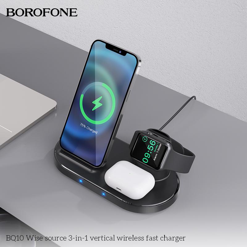 Đế sạc nhanh không dây 15W 3in1 Borofone BQ10