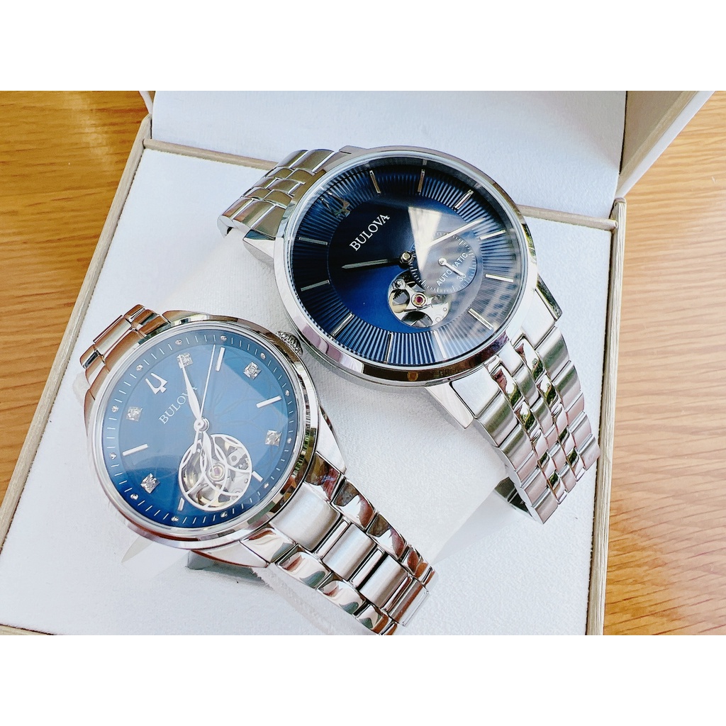 Đồng hồ đôi nam nữ dây thép Bulova 96P191 Và 96A247
