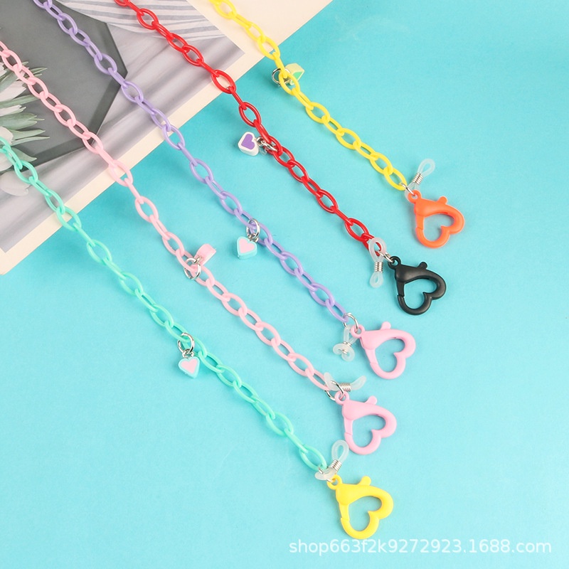 Dây đeo khẩu trang, mắt kính hình trái tim chống thất lạc nhiều màu sắc KT2