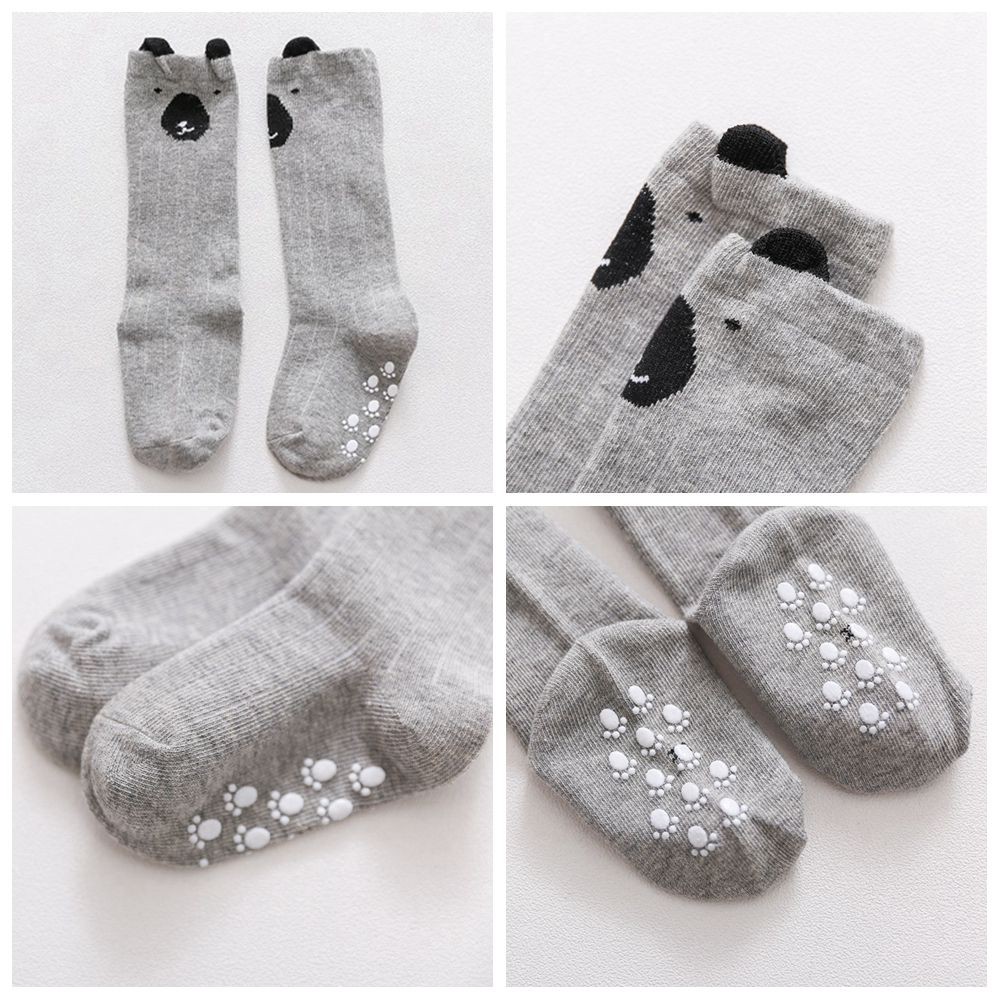 Vớ Cotton Mềm Cao Đến Đầu Gối Chống Trượt In Họa Tiết Hoạt Hình Cho Bé 0-3 Tuổi