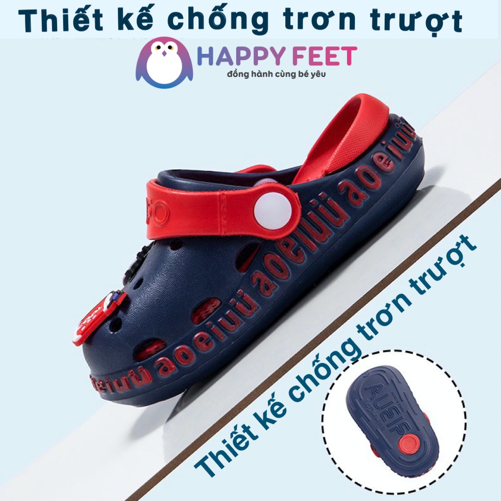 Dép sục trẻ em Happy Feet siêu nhẹ chống trơn chính hãng cho bé trai bé gái từ 1-5 tuổi- No2012
