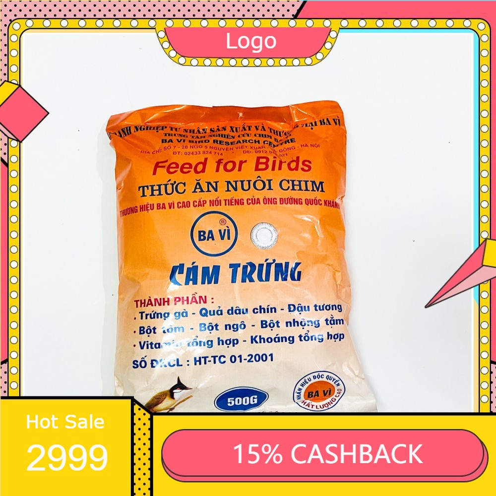 Cám trứng Ba Vì cao cấp giá rẻ 500g dùng chung cho các loại chim - Cám chim Ba Vì dinh dưỡng cho chim  lồng chim BTA