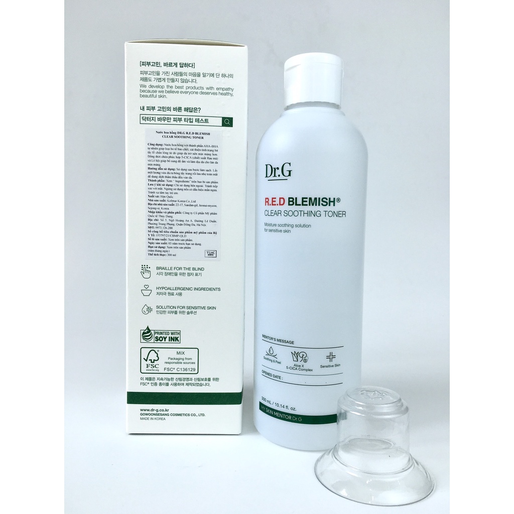 Nước hoa hồng Dr.G R.E.D Blemish Clear Soothing Toner 300ml