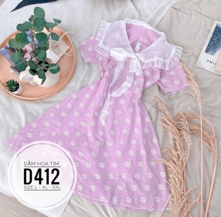 Bigsize Đầm hoa tím D412