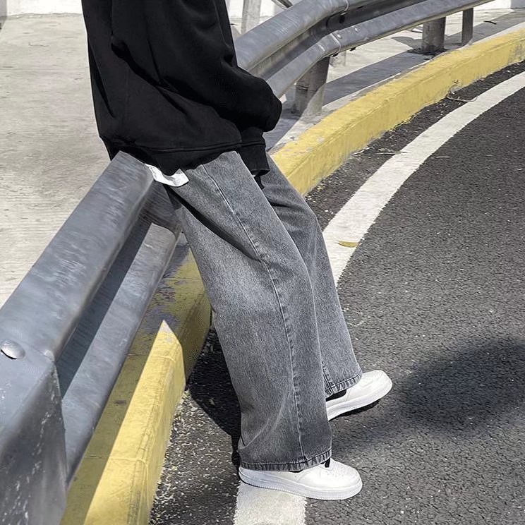 Quần jeans Ống Rộng Lưng Thun Thoải Mái Phong Cách Hip Hop Đường Phố Nhật Bản Size S-5XL Dành Cho Nam