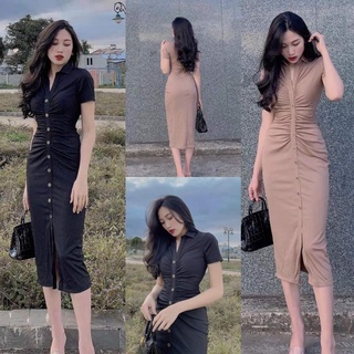  Váy body nút hack dáng big size 