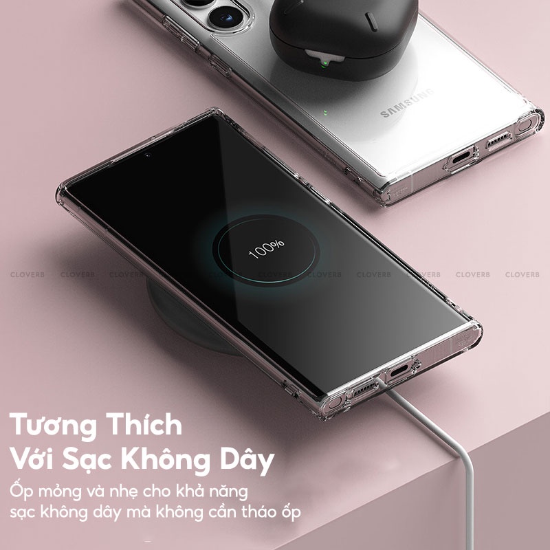 Ốp Lưng Trong Suốt Ringke Fusion Series Túi Khí Chống Sốc Viền Bảo Vệ Camera Chống Ố Vàng Cho Samsung S22 Ultra Cloverb