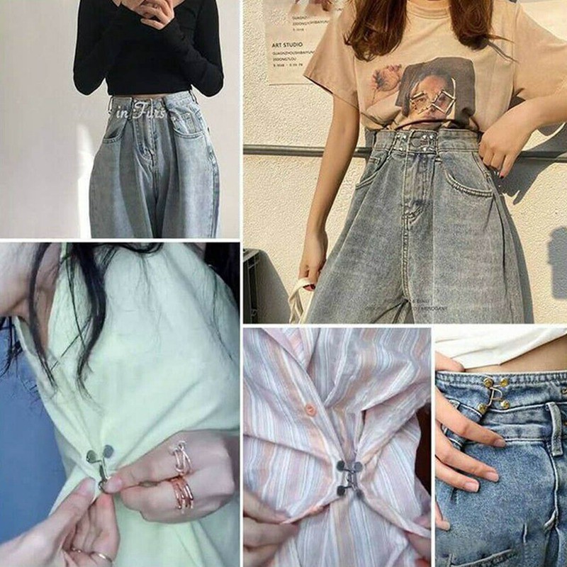 Phụ kiện khóa gài nút điều chỉnh lưng quần không cần đục lỗ có thể tháo ra được