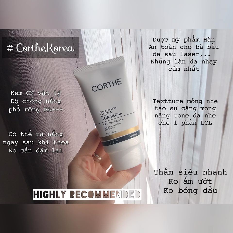 Kem Chống Nắng Vật Lý Corthe Dermo Protection ULTra Sun BLock SPF50+ PA+++ Hàn Quốc BÔNG SHOP | BigBuy360 - bigbuy360.vn