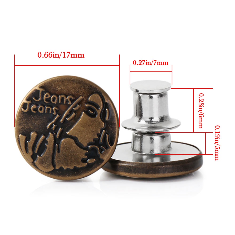 Bộ 1/4 Nút Gài Quần Áo Bằng Kim Loại Tùy Chỉnh Tiện Dụng Thời Trang