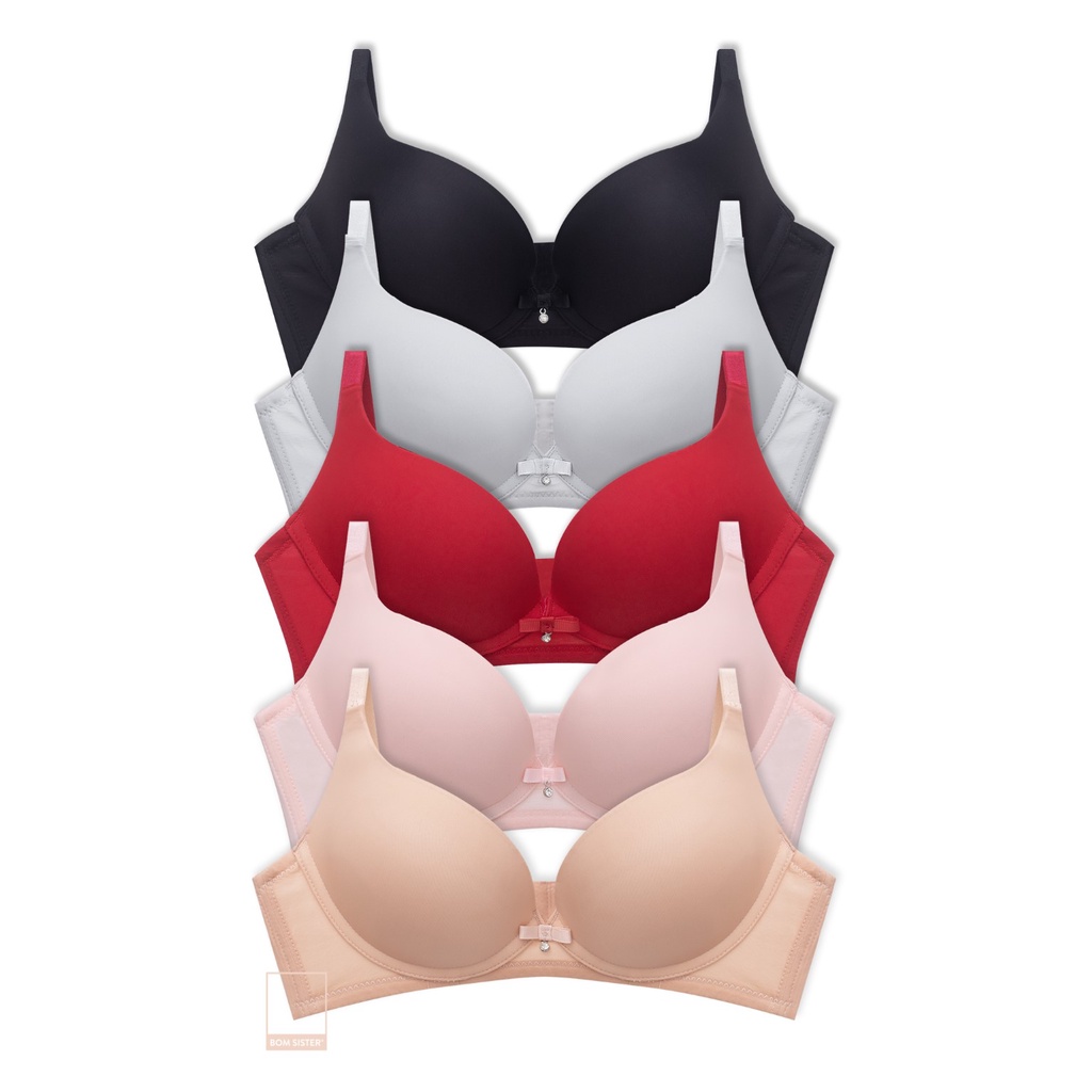 Áo lót mút vừa không gọng thun lạnh màu trơn dây áo liền nâng ngực tự nhiên BOM SISTER LC2601 | BigBuy360 - bigbuy360.vn