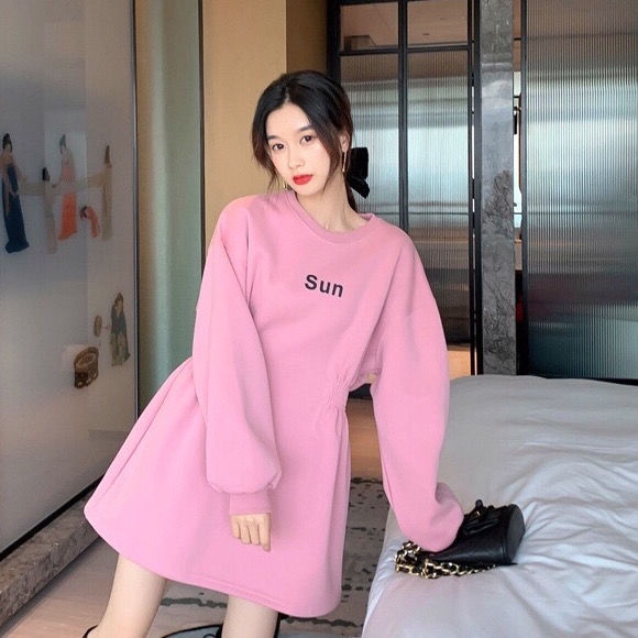Đầm dáng rộng ôm eo phong cách Hàn Quốc thời trang thu đông cho nữ