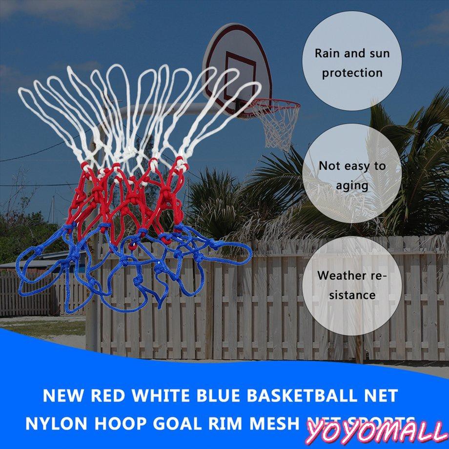 YOYO New Red White Blue Basketball Net Nylon Hoop Goal Rim Mesh Net Sports