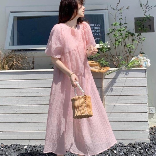 Đầm Maxi Đi Biển Siêu Xinh Váy Suông Dáng Dài Sang Chảnh PRETTY CLOSET Tay Bồng Nơ Sau Mặc Đi Chơi Hay Đi Tiệc V38