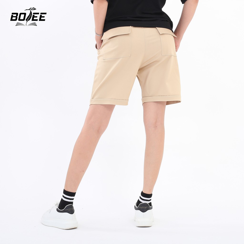 [Mã FASHIONT4MA2 giảm 10K đơn 50K] Quần short đùi kaki BOTEE unisex màu Kem dày dặn đơn giản form suông đẹp